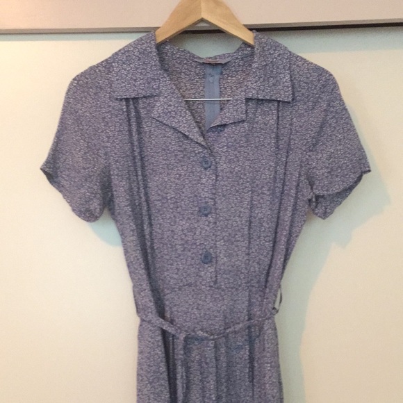 Vintage Banned Retro Floral Blue Shirt Dress - Picture 2 of 6